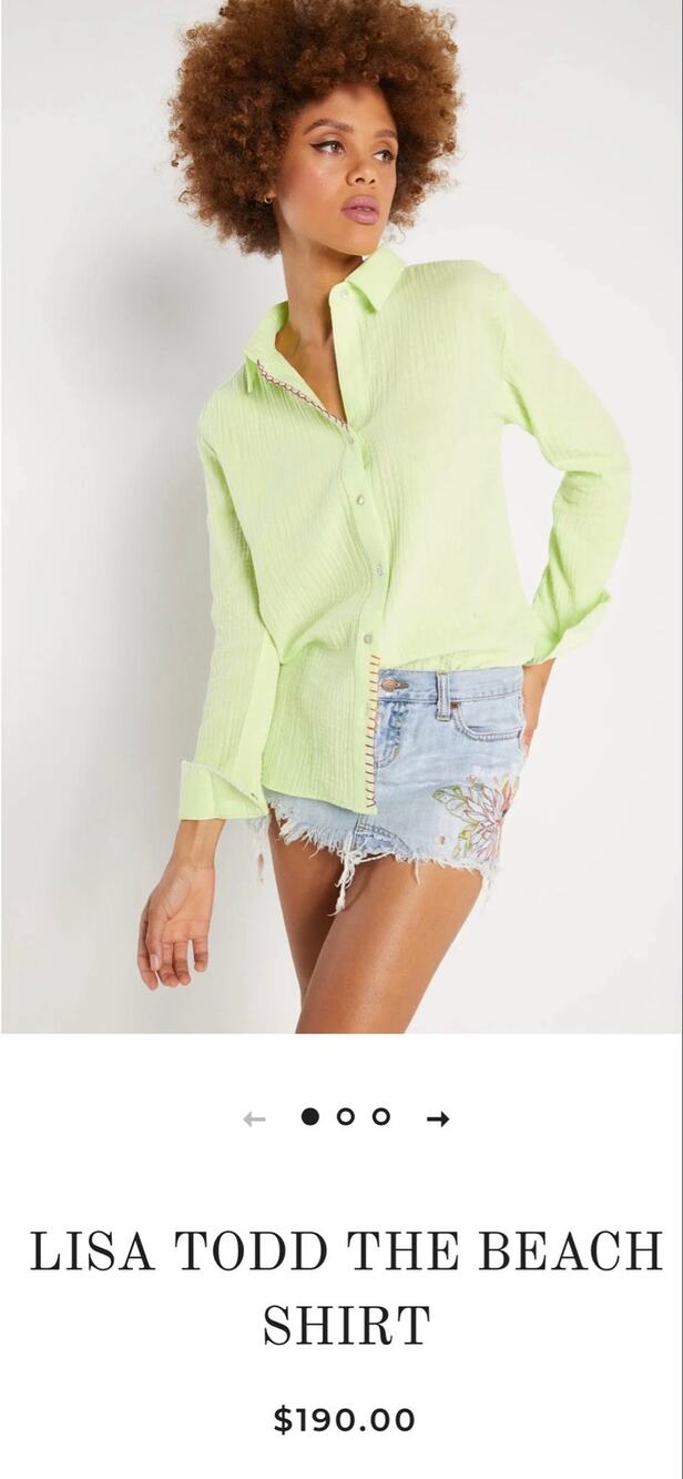 Lisa Todd The Beach Shirt Green Womens Size Small